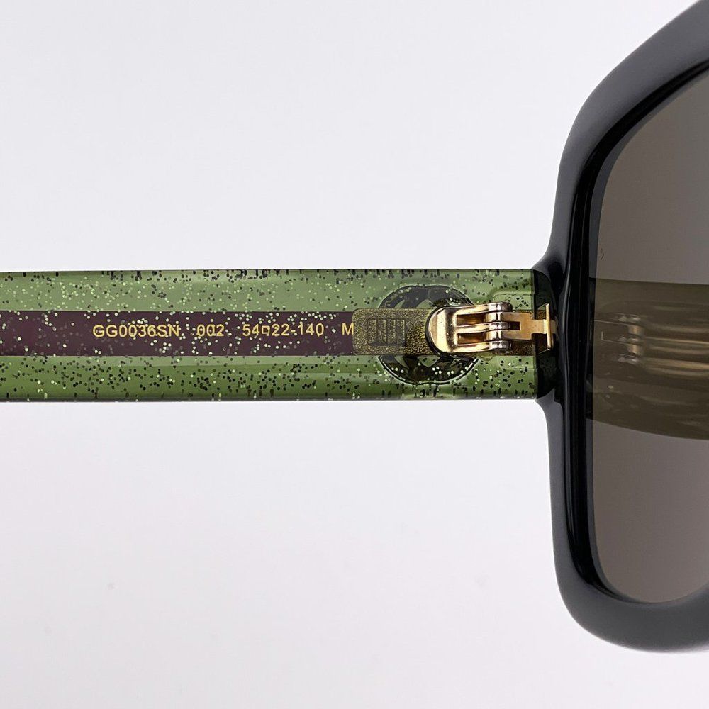 GUCCI WEB GG0036SN 002 Sunglasses Black Green Red Square Women - Picture 7 of 10